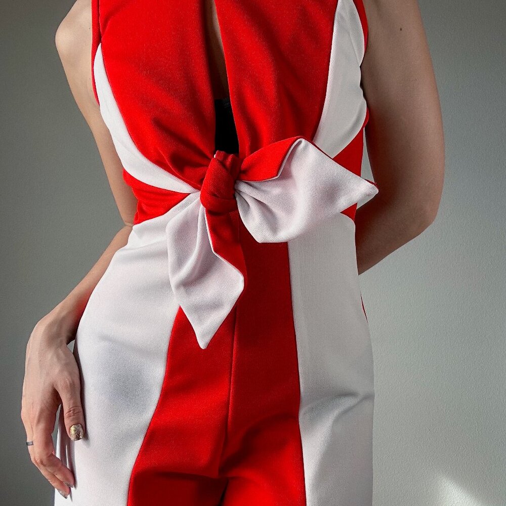 Rare Vintage 70's Bell Bottom Jumpsuit with Halter Style Top - Picture 1 of 8
